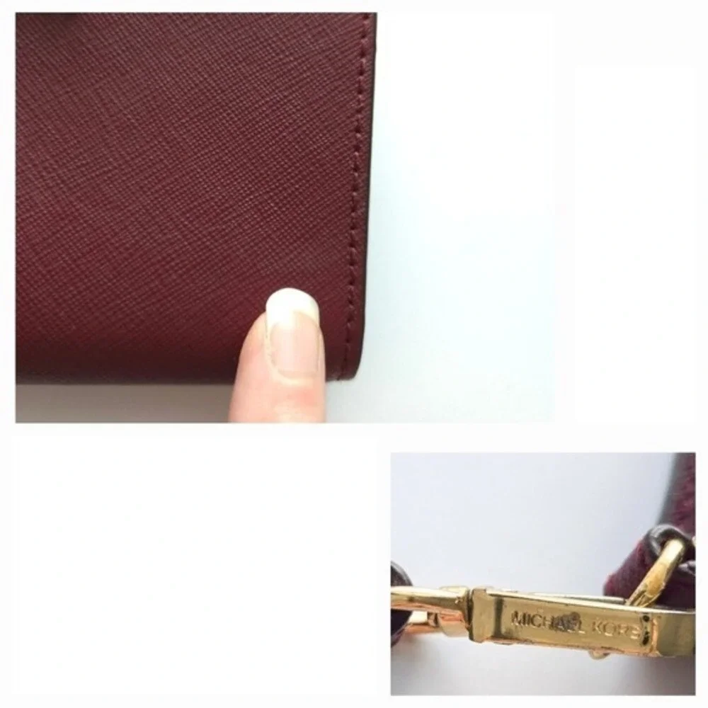 Michael Kors Maroon Red Saffiano Leather Bifold Snap Wristlet Wallet‎ - Picture 5 of 6